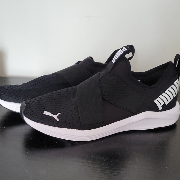 PUMA Black and White Slip-On Sneakers - Picture 1 of 4